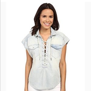 NWT Blank NYC Denim Lace Up Top